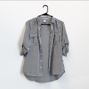 HM: striped blouse - black/white/gold